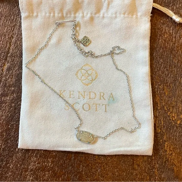Kendra Scott Elisa Silver with Iridescent Drusy Necklace - Picture 1 of 2